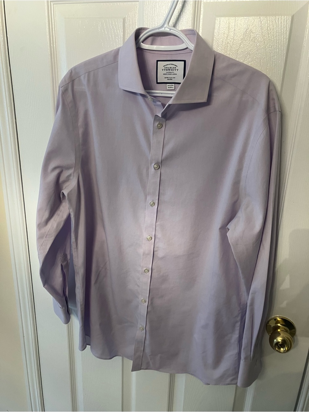 Charles Tyrwhitt Light Lilac Dress Shirt - Men's Spread Collar (16.5 | 33)